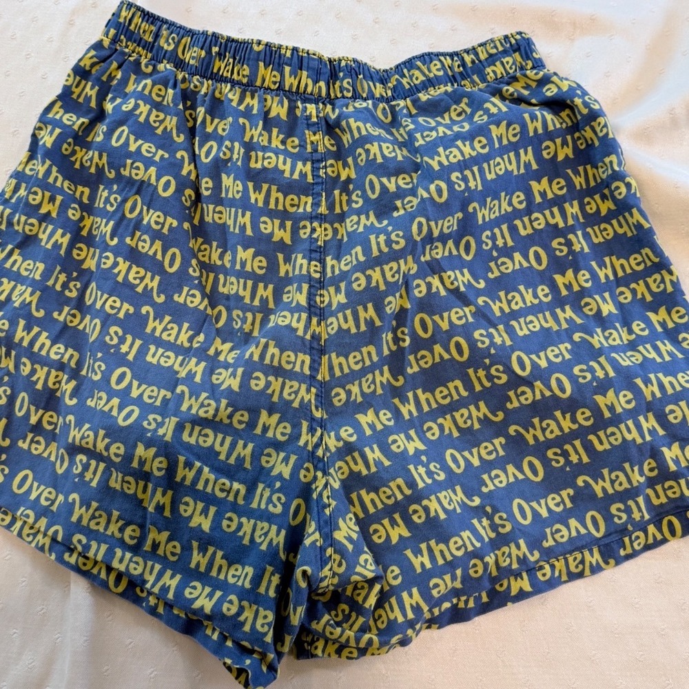 American Eagle Vintage Inspired Blue Cotton Wake Me When Its Over Pajama Shorts
